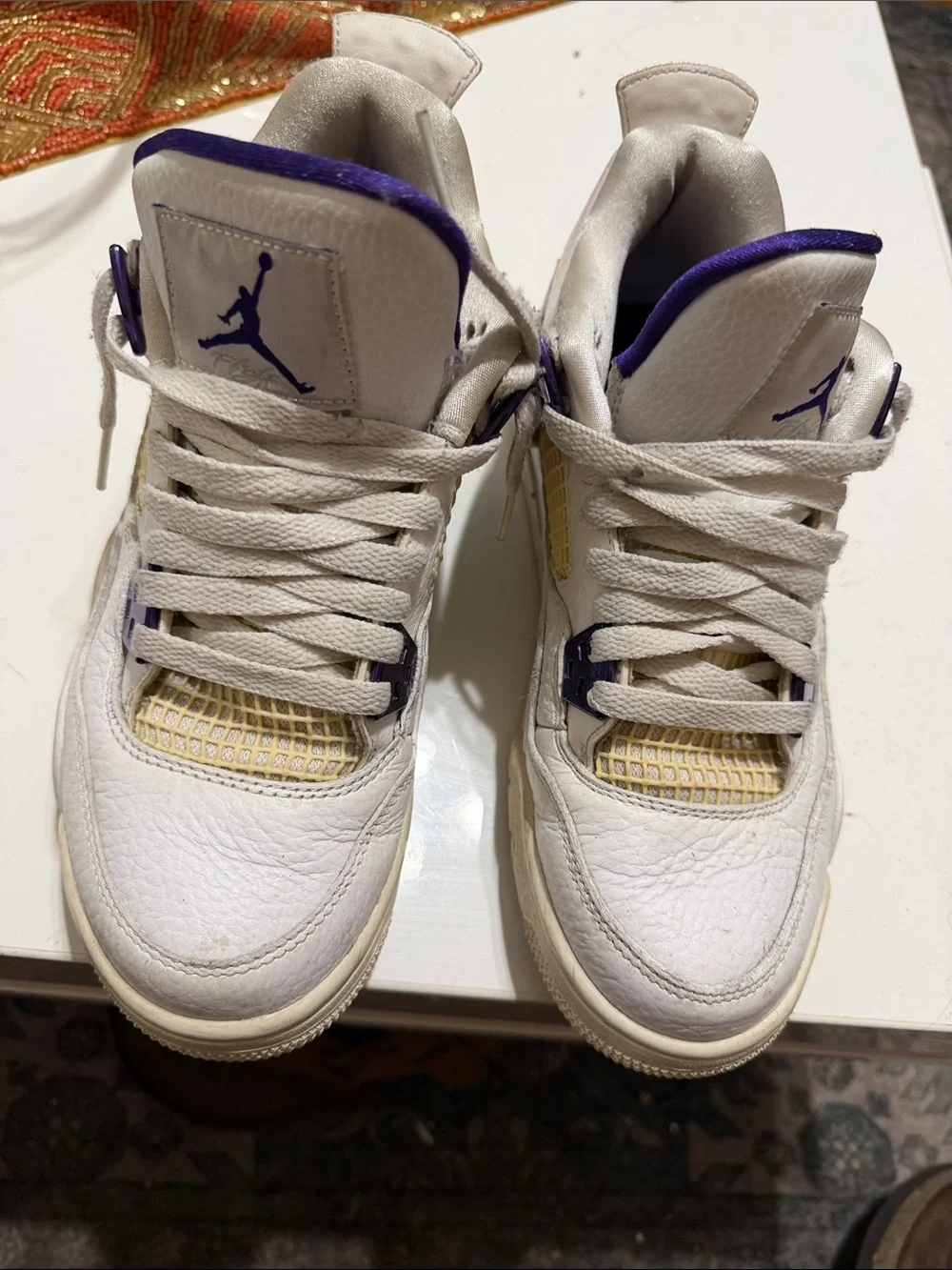 Jordan Kids White and Purple Basketball Sneakers